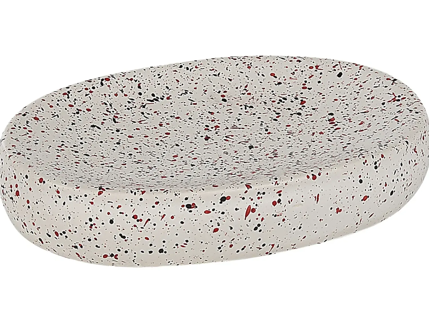 Outlet Beliani Set da 6 accessori per il bagno PALMILLA Ceramica Bianco sporco Bianco Nero Rosso