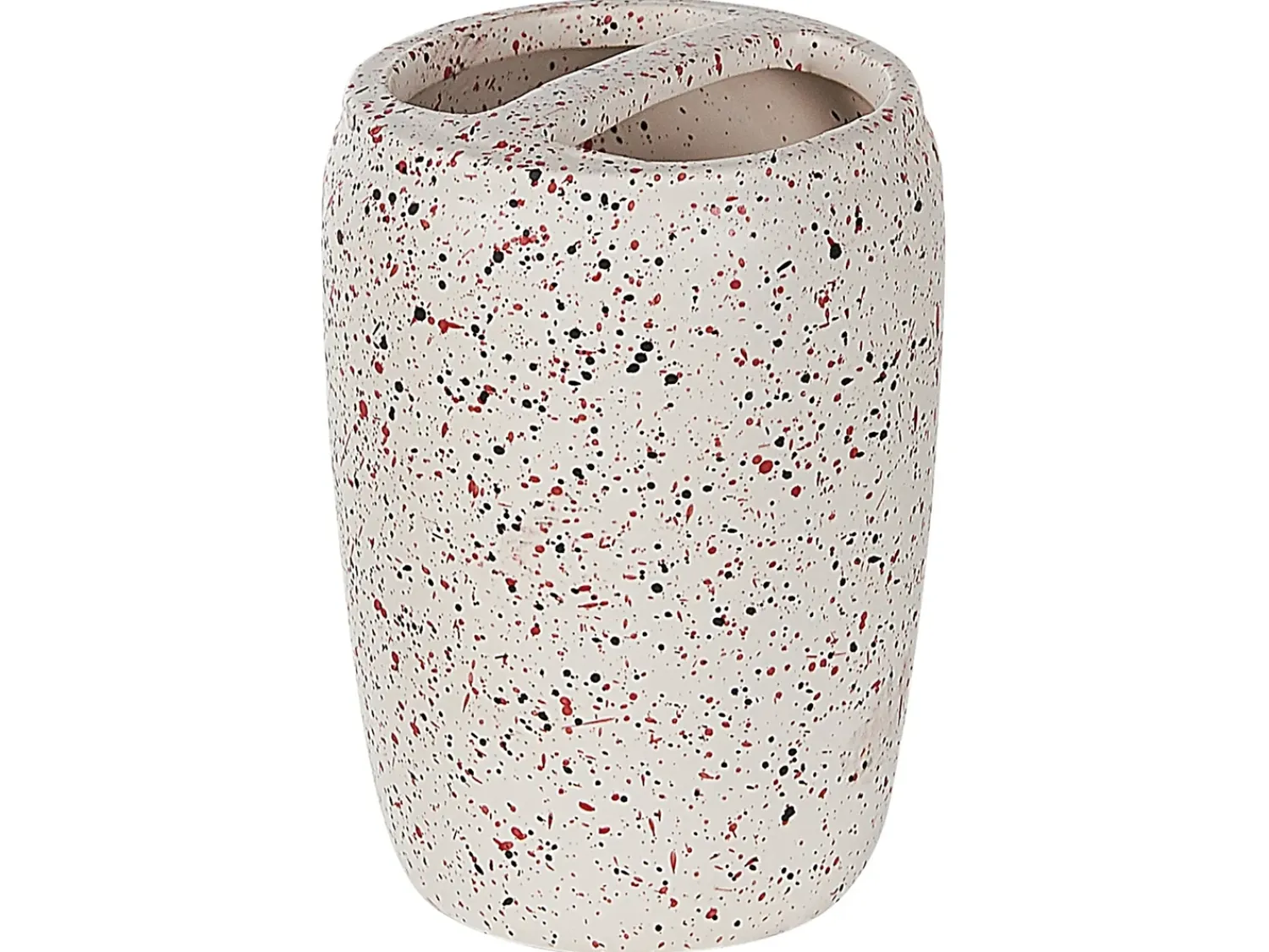 Outlet Beliani Set da 6 accessori per il bagno PALMILLA Ceramica Bianco sporco Bianco Nero Rosso