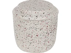 Outlet Beliani Set da 6 accessori per il bagno PALMILLA Ceramica Bianco sporco Bianco Nero Rosso