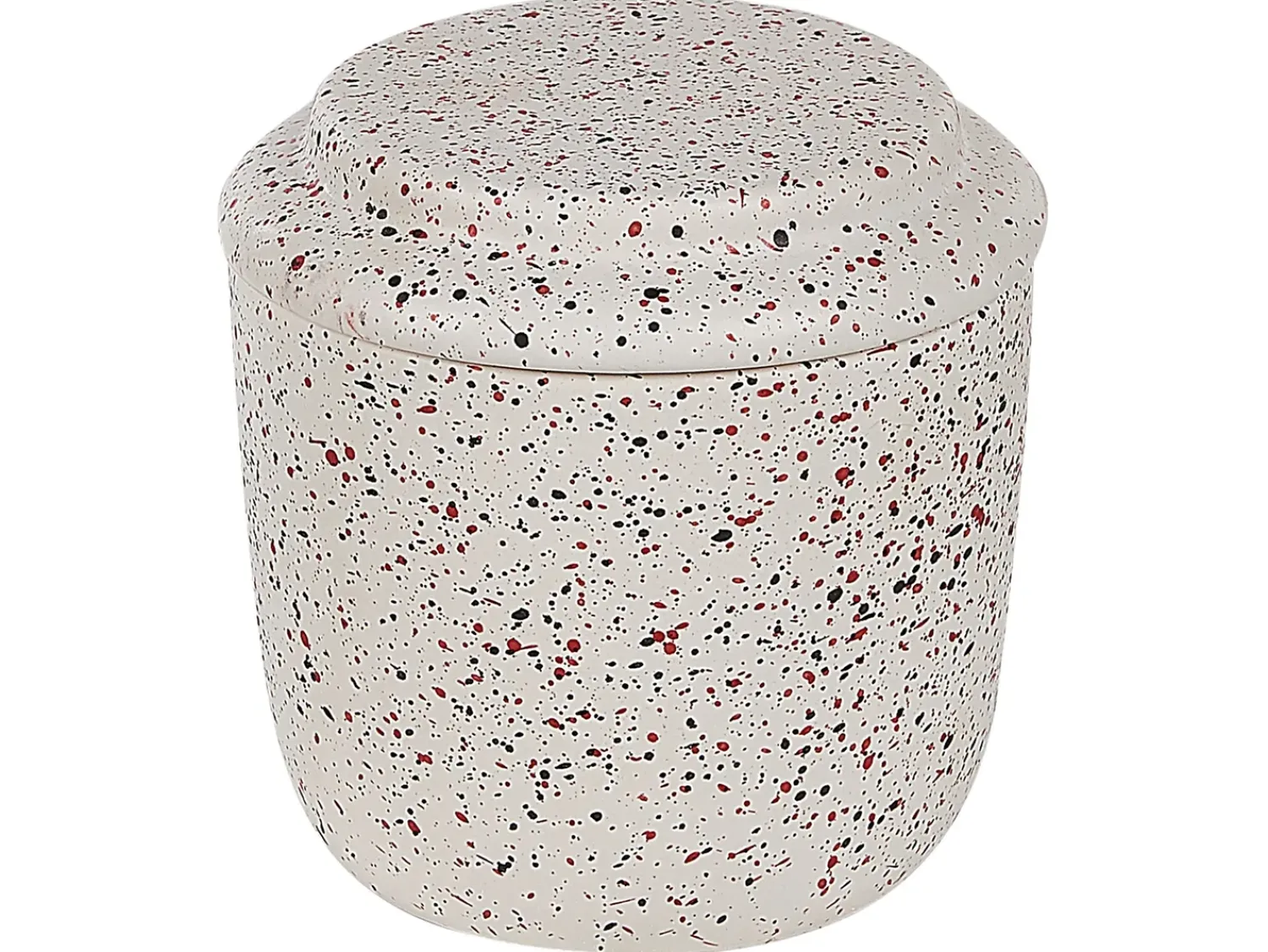 Outlet Beliani Set da 6 accessori per il bagno PALMILLA Ceramica Bianco sporco Bianco Nero Rosso