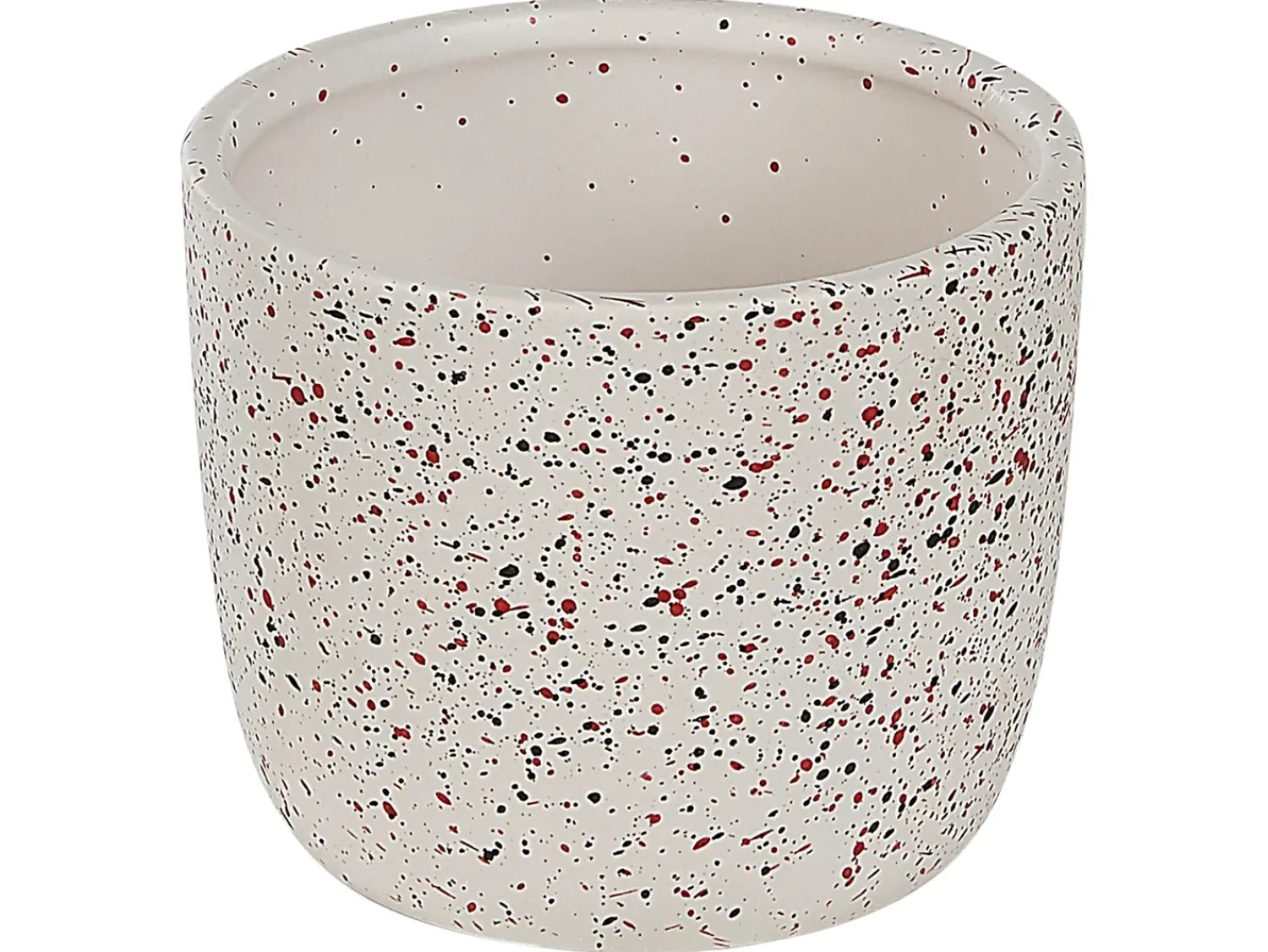Outlet Beliani Set da 6 accessori per il bagno PALMILLA Ceramica Bianco sporco Bianco Nero Rosso