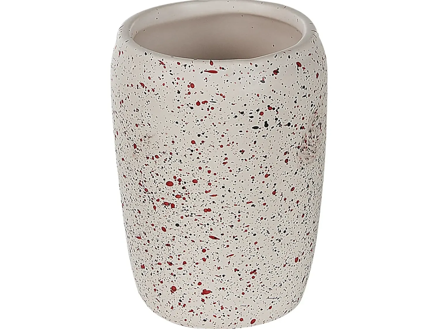 Outlet Beliani Set da 6 accessori per il bagno PALMILLA Ceramica Bianco sporco Bianco Nero Rosso