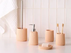 Discount Beliani Set da 5 accessori per il bagno POZUZO Arancione Arancione Argento
