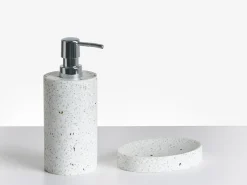 New Beliani Set da 5 accessori per il bagno PERENE Terrazzo Bianco Bianco Argento