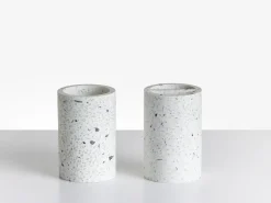 New Beliani Set da 5 accessori per il bagno PERENE Terrazzo Bianco Bianco Argento