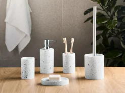 New Beliani Set da 5 accessori per il bagno PERENE Terrazzo Bianco Bianco Argento