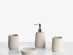 Outlet Beliani Set da 5 accessori per il bagno POZUZO Beige Argento Beige
