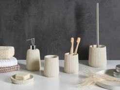 Outlet Beliani Set da 5 accessori per il bagno POZUZO Beige Argento Beige