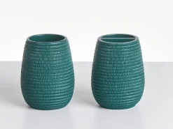 Clearance Beliani Set da 5 accessori per il bagno QUILCA Foglia di tè Blu