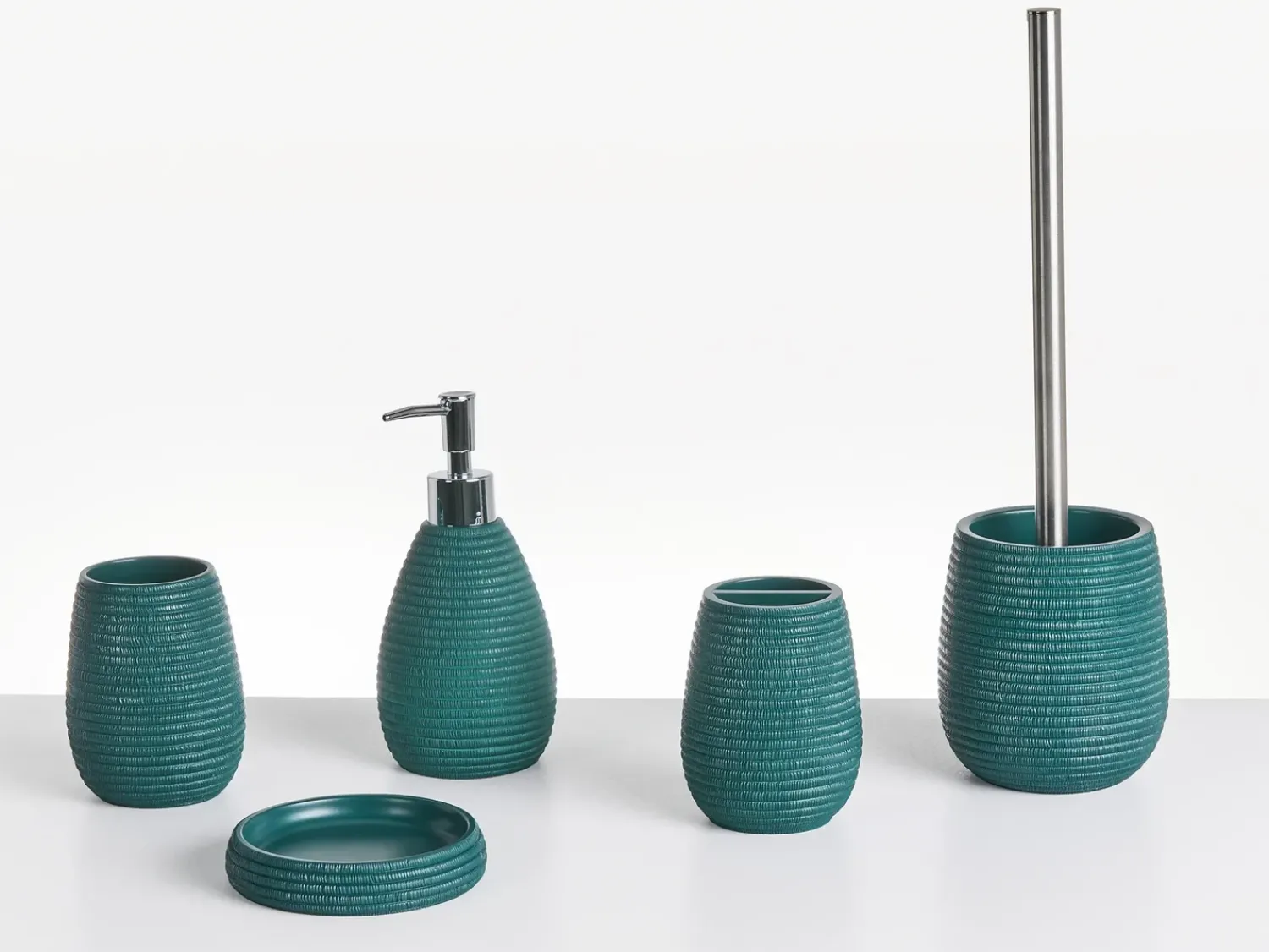 Clearance Beliani Set da 5 accessori per il bagno QUILCA Foglia di tè Blu
