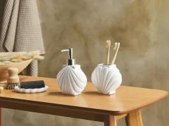 Clearance Beliani Set da 3 accessori per il bagno SHELL Ceramica Bianco