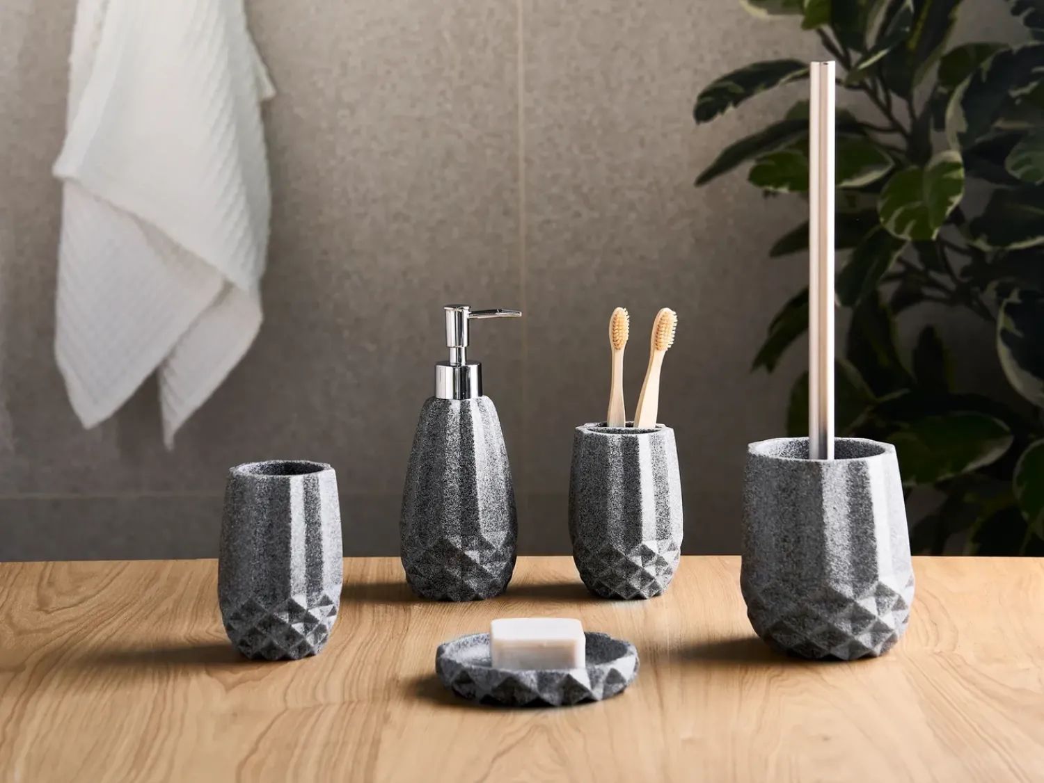 Discount Beliani Set da 5 accessori per il bagno SAMIRIA Grigio