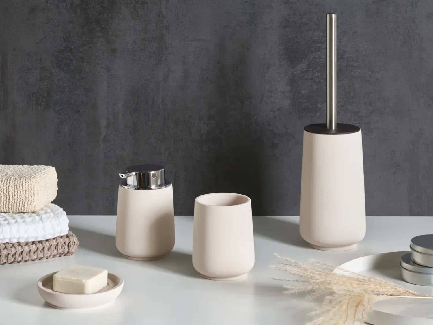 Discount Beliani Set da 4 accessori per il bagno SUCHES Beige