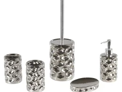 Outlet Beliani Set da 5 accessori per il bagno TIRUA Ceramica Argento