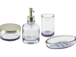 Beliani Set da 4 accessori per il bagno TELMA Vetro Viola Viola Argento