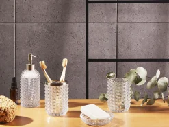 Sale Beliani Set da 4 accessori per il bagno TAPIA Vetro Trasparente Trasparente Argento