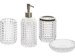Sale Beliani Set da 4 accessori per il bagno TAPIA Vetro Trasparente Trasparente Argento