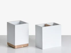 Outlet Beliani Set da 5 accessori per il bagno TAPICHE Bianco Bianco Marrone