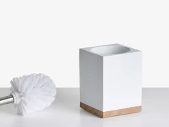 Outlet Beliani Set da 5 accessori per il bagno TAPICHE Bianco Bianco Marrone