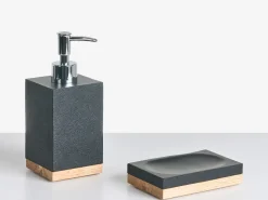 Clearance Beliani Set da 5 accessori per il bagno TAPICHE Nero Marrone Nero