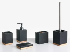 Clearance Beliani Set da 5 accessori per il bagno TAPICHE Nero Marrone Nero