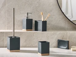 Clearance Beliani Set da 5 accessori per il bagno TAPICHE Nero Marrone Nero