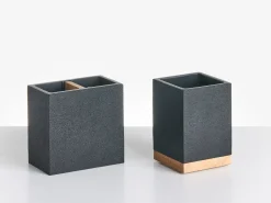 Clearance Beliani Set da 5 accessori per il bagno TAPICHE Nero Marrone Nero