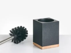 Clearance Beliani Set da 5 accessori per il bagno TAPICHE Nero Marrone Nero