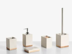 Discount Beliani Set da 5 accessori per il bagno TAPICHE Beige Beige Marrone