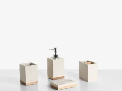 Discount Beliani Set da 5 accessori per il bagno TAPICHE Beige Beige Marrone