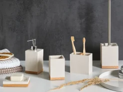 Discount Beliani Set da 5 accessori per il bagno TAPICHE Beige Beige Marrone