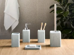 Best Beliani Set da 5 accessori per il bagno VILCANOTA Grigio effetto cemento Argento Grigio