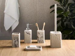 Clearance Beliani Set da 5 accessori per il bagno VILCANOTA Marmo beige Beige Argento