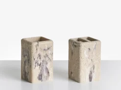 Clearance Beliani Set da 5 accessori per il bagno VILCANOTA Marmo beige Beige Argento
