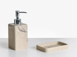 Clearance Beliani Set da 5 accessori per il bagno VILCANOTA Marmo beige Beige Argento
