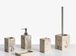 Clearance Beliani Set da 5 accessori per il bagno VILCANOTA Marmo beige Beige Argento