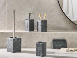 Beliani Set da 5 accessori per il bagno VILCANOTA Marmo nero Argento Nero