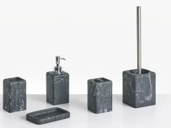 Beliani Set da 5 accessori per il bagno VILCANOTA Marmo nero Argento Nero
