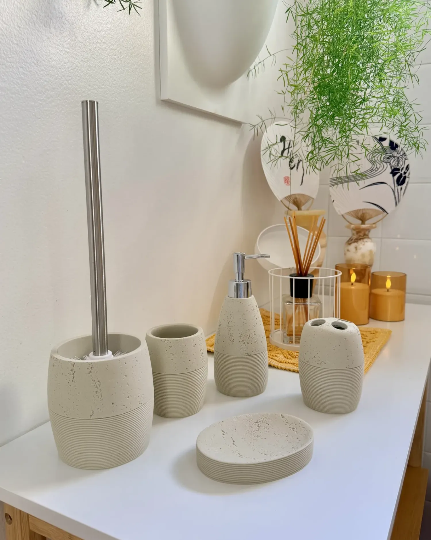 New Beliani Set da 5 accessori per il bagno YARAPA chiaro Beige