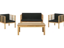 Hot Beliani Set da giardino con tavolo 4 posti PACIFIC Legno d'acacia Nero Marrone Nero