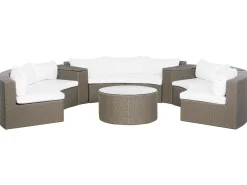 Online Beliani Set da giardino con tavolo 9 posti SEVERO Rattan sintetico (PE) Marrone Bianco Marrone