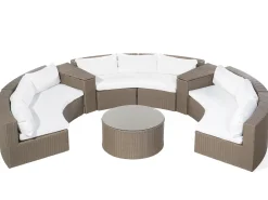 Online Beliani Set da giardino con tavolo 9 posti SEVERO Rattan sintetico (PE) Marrone Bianco Marrone