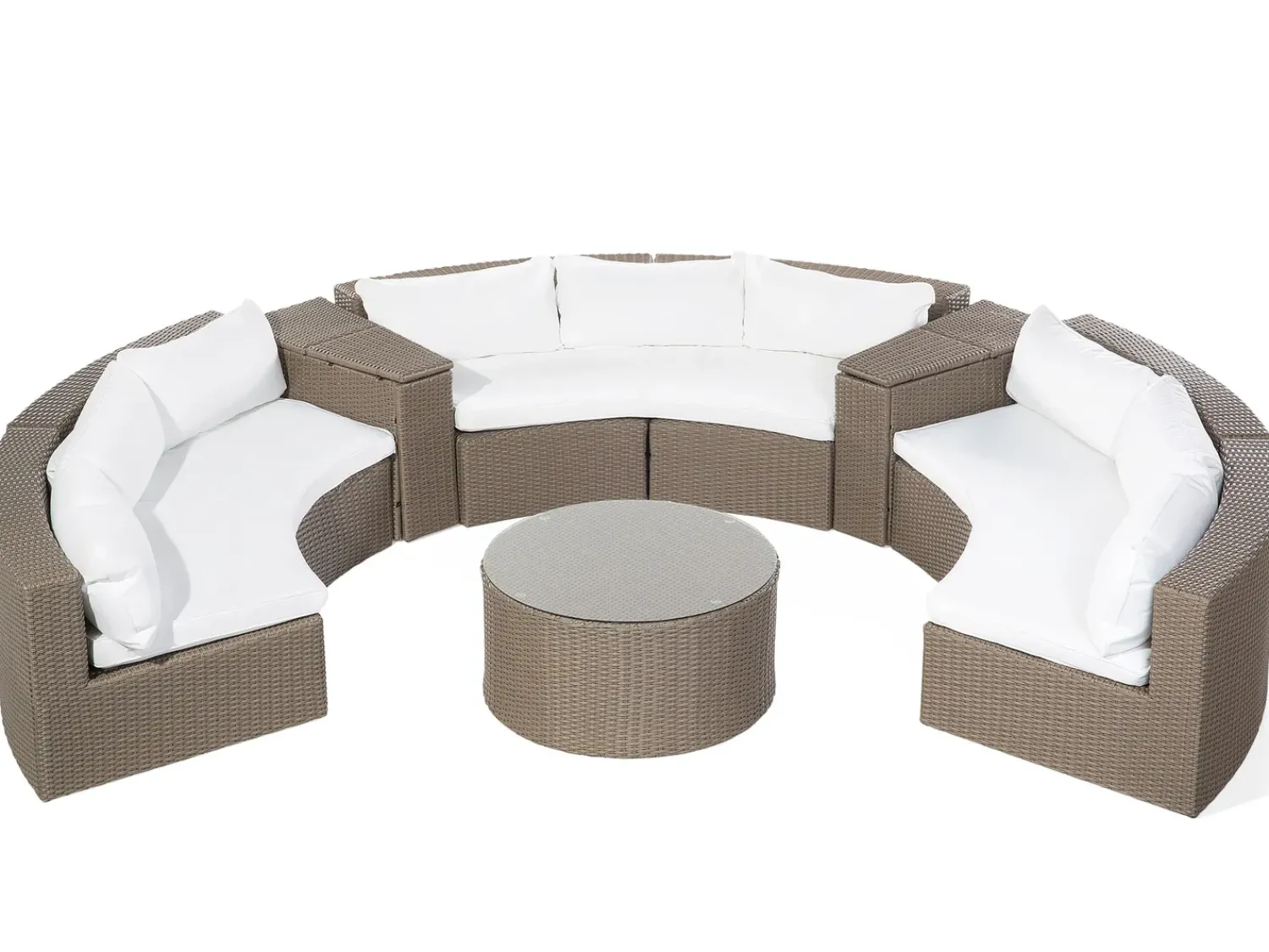 Online Beliani Set da giardino con tavolo 9 posti SEVERO Rattan sintetico (PE) Marrone Bianco Marrone