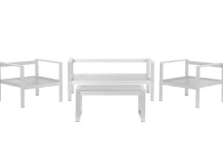Discount Beliani Set da giardino con tavolo 4 posti SALERNO Metallo chiaro Grigio