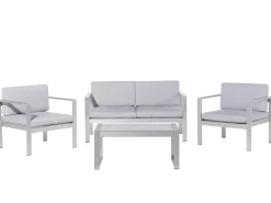 Discount Beliani Set da giardino con tavolo 4 posti SALERNO Metallo chiaro Grigio
