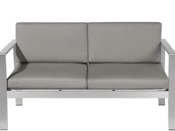 Discount Beliani Set da giardino con tavolo 4 posti SALERNO Metallo Grigio scuro Argento Grigio