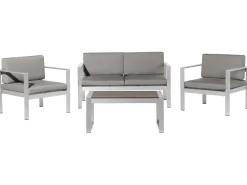 Discount Beliani Set da giardino con tavolo 4 posti SALERNO Metallo Grigio scuro Argento Grigio