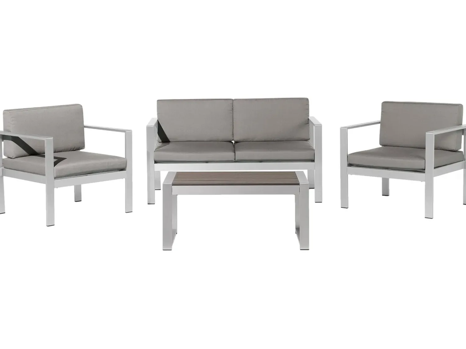 Discount Beliani Set da giardino con tavolo 4 posti SALERNO Metallo Grigio scuro Argento Grigio