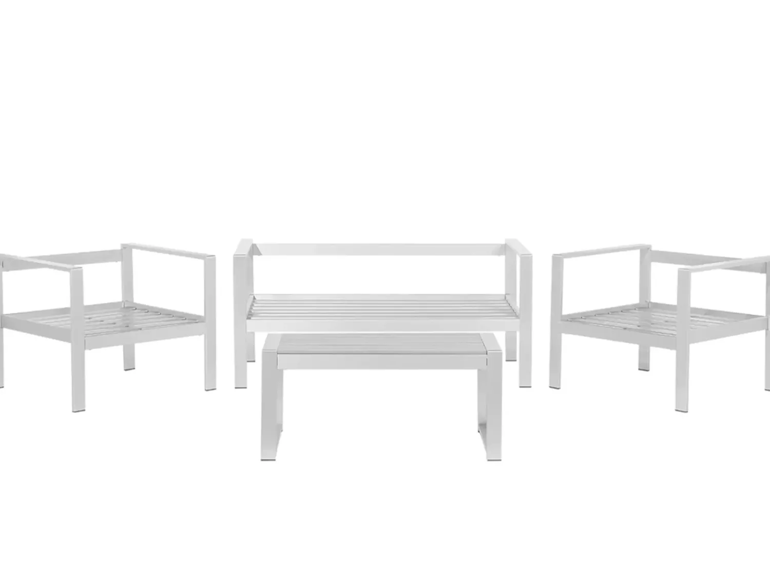 Discount Beliani Set da giardino con tavolo 4 posti SALERNO Metallo Grigio scuro Argento Grigio