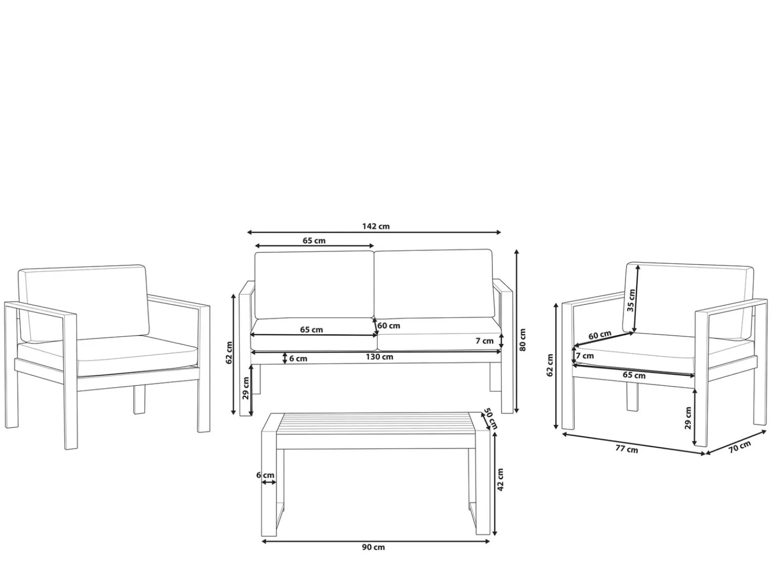 Discount Beliani Set da giardino con tavolo 4 posti SALERNO Metallo Grigio scuro Argento Grigio